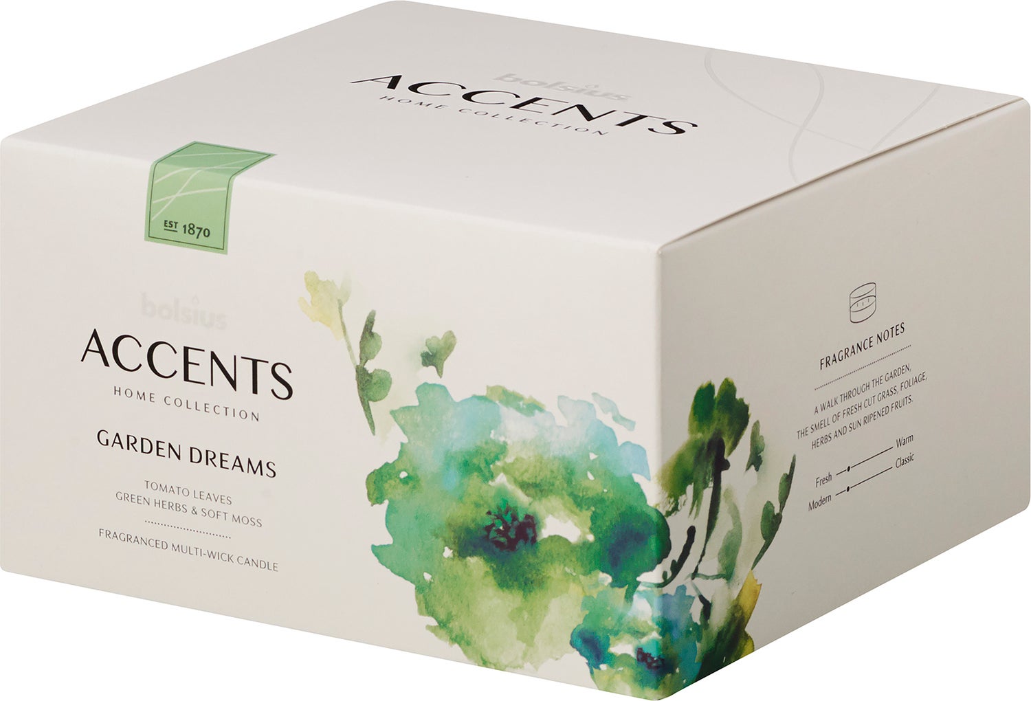 Bolsius geurkaars Accents Multiwick Garden Dreams wit 25 uur D 14 H 8,3 cm