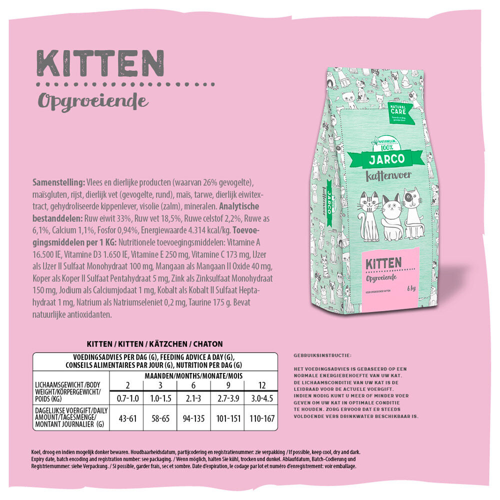 Jarco Natural kitten - Kattenvoer - 6 Kilogram - gevogelte