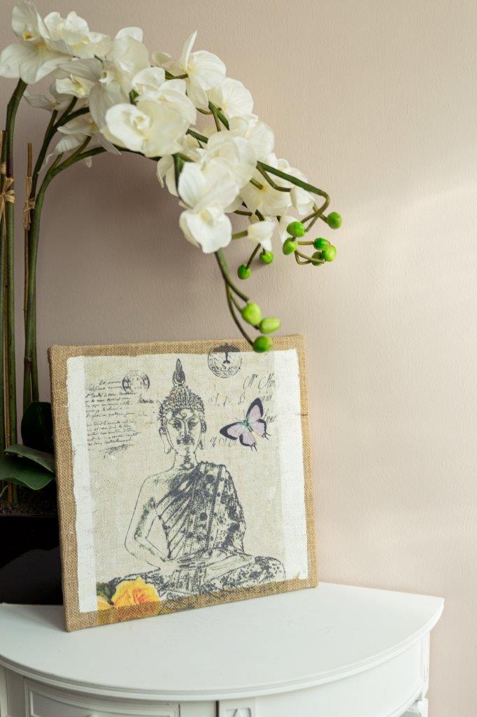 Leinwandbild BUDDHA - weiß-grau - 40x40 cm