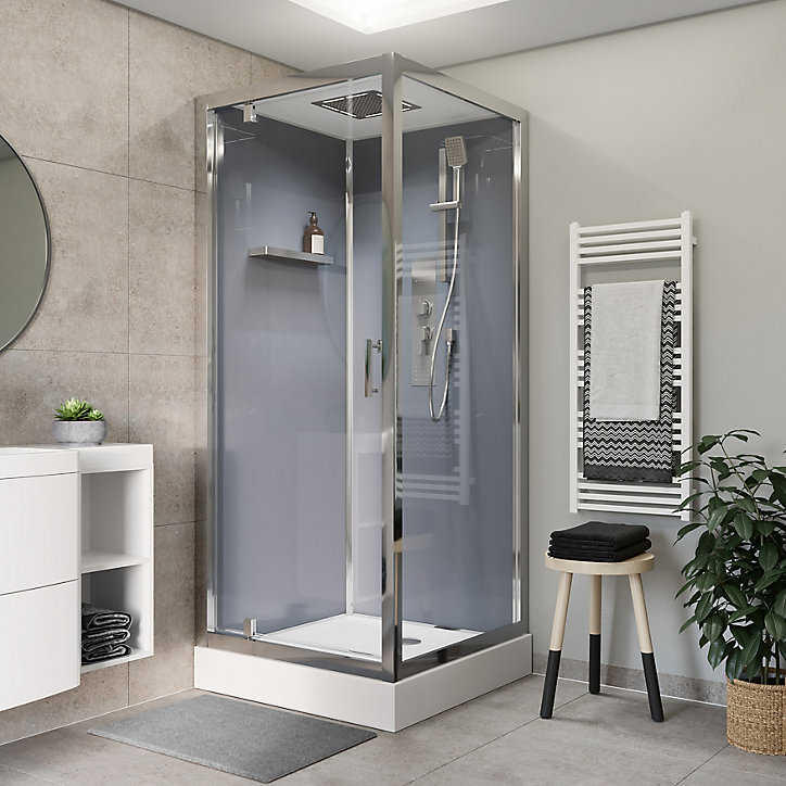 Cabine de douche hydromassante droite chromé GoodHome Beloya 90 x 90 cm