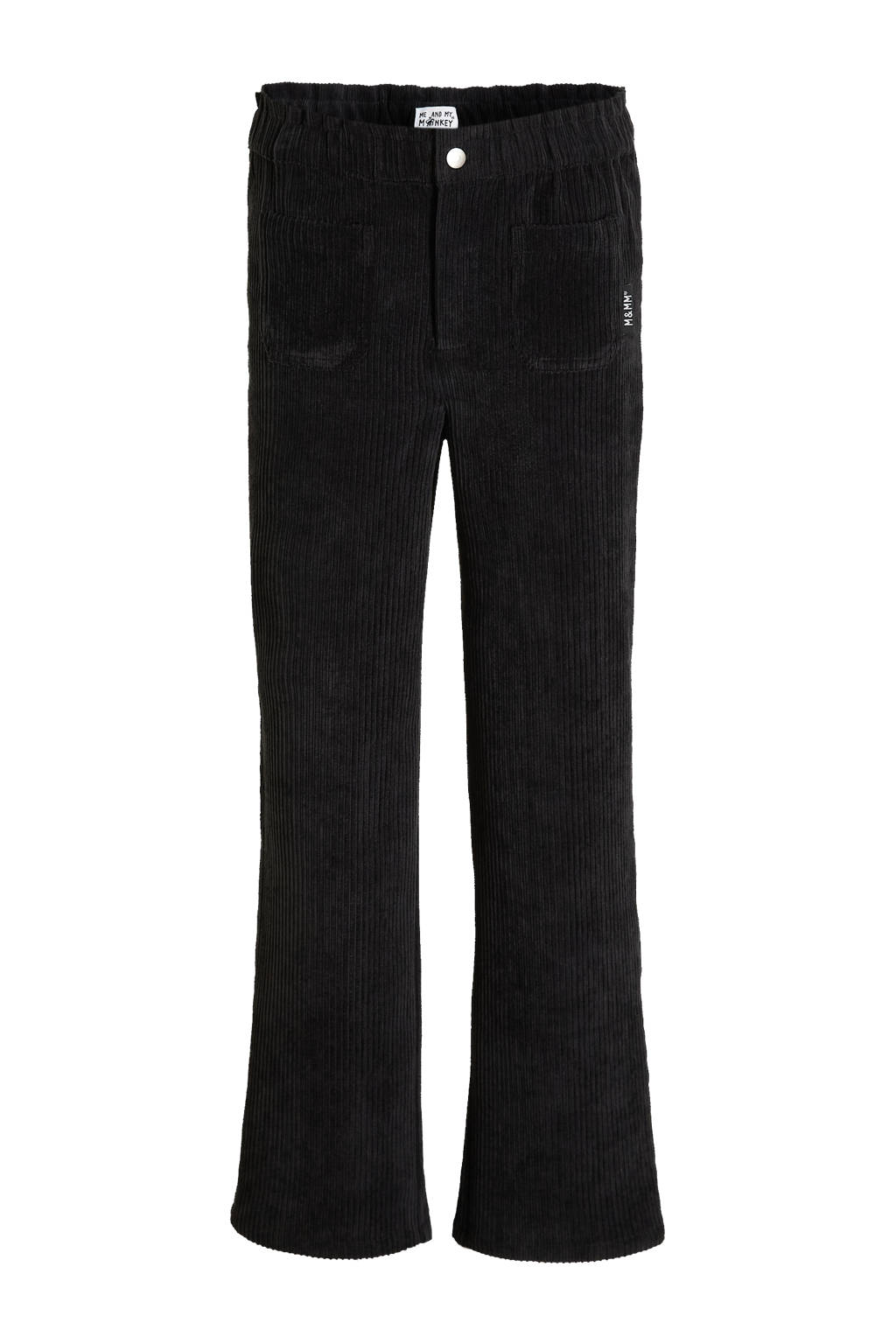Me & My Monkey wide leg corduroy broek Raven zwart