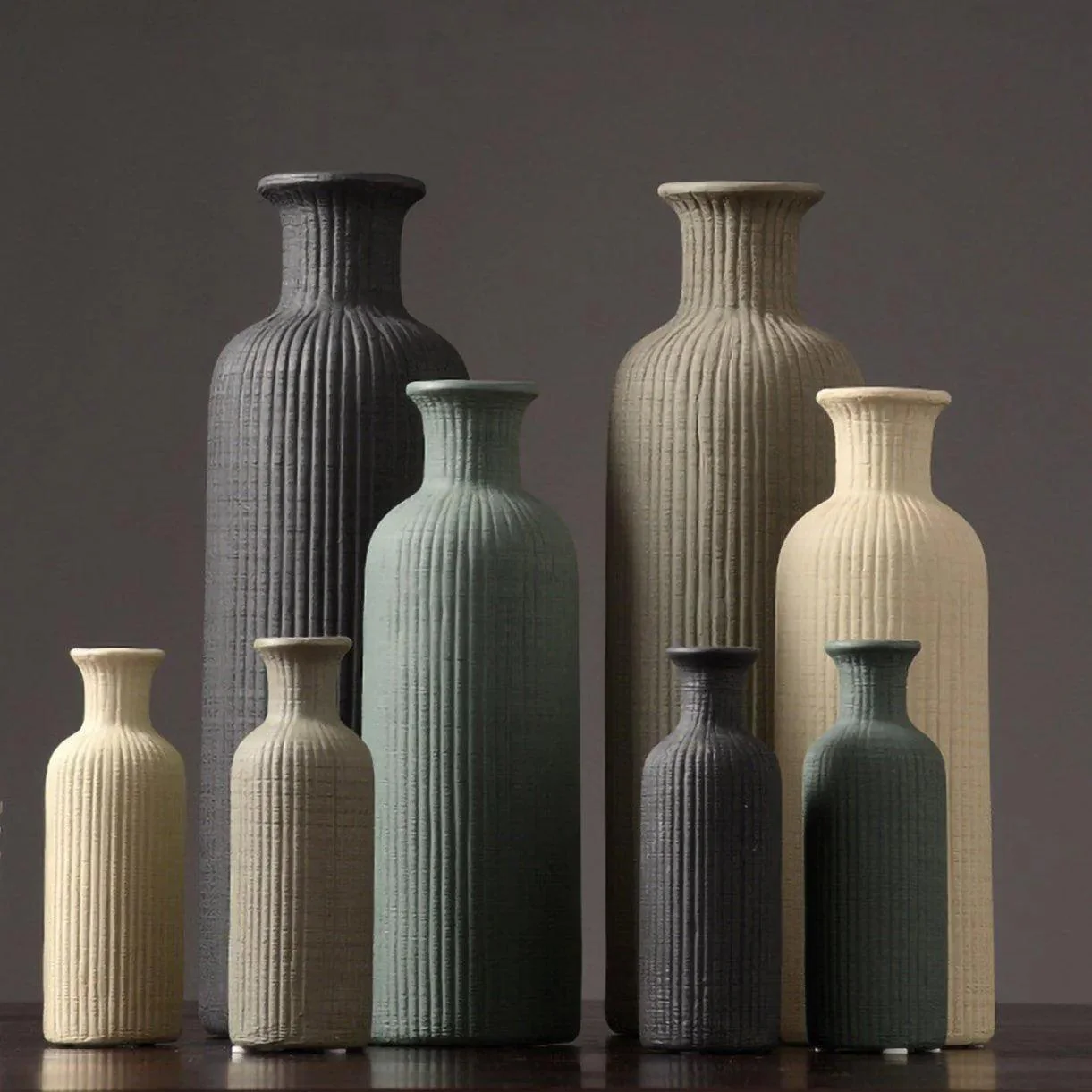 Brown Beige Gray Ceramic Flower Vase Pot | Home Decoration Item