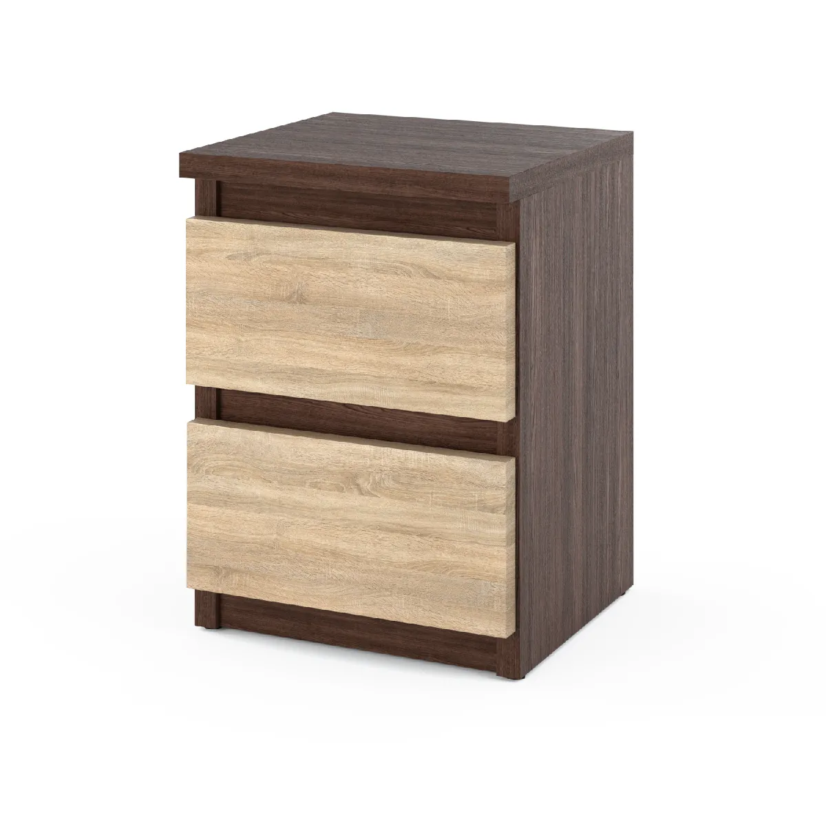Other Brands Table de Chevet 2 Tiroirs - Wenge/Sonoma