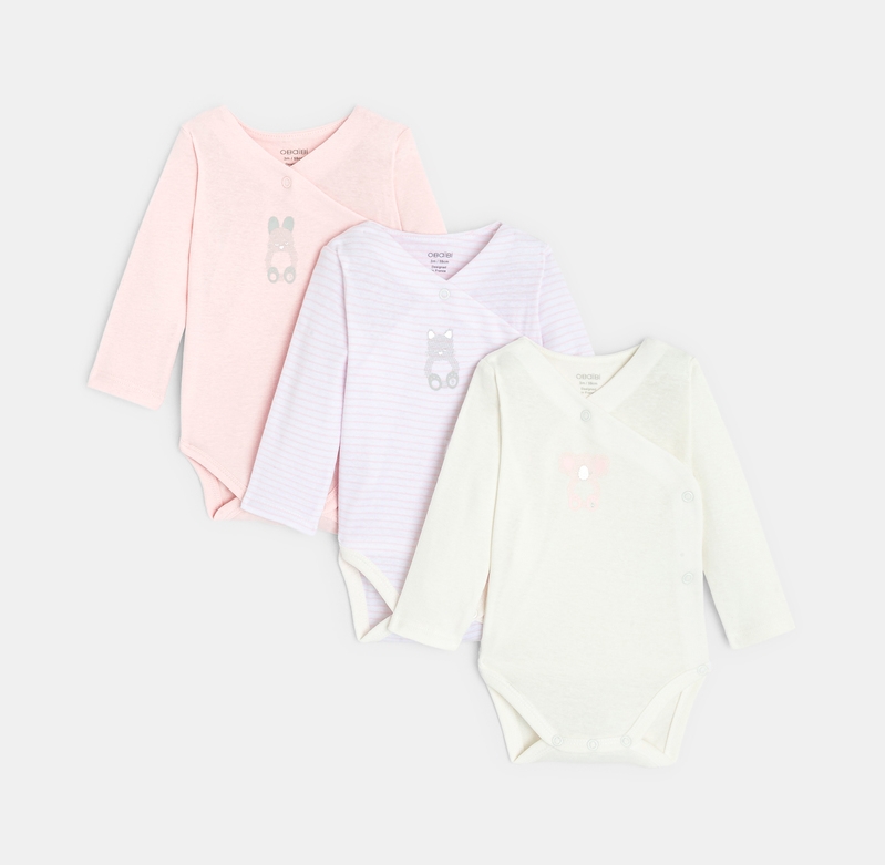 Body croisé manches longues bébé fille (lot de 3)