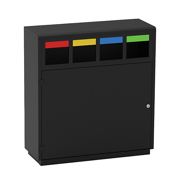 Corbeille tri sélectif colorée 4 x 40 litres, ouverture frontale