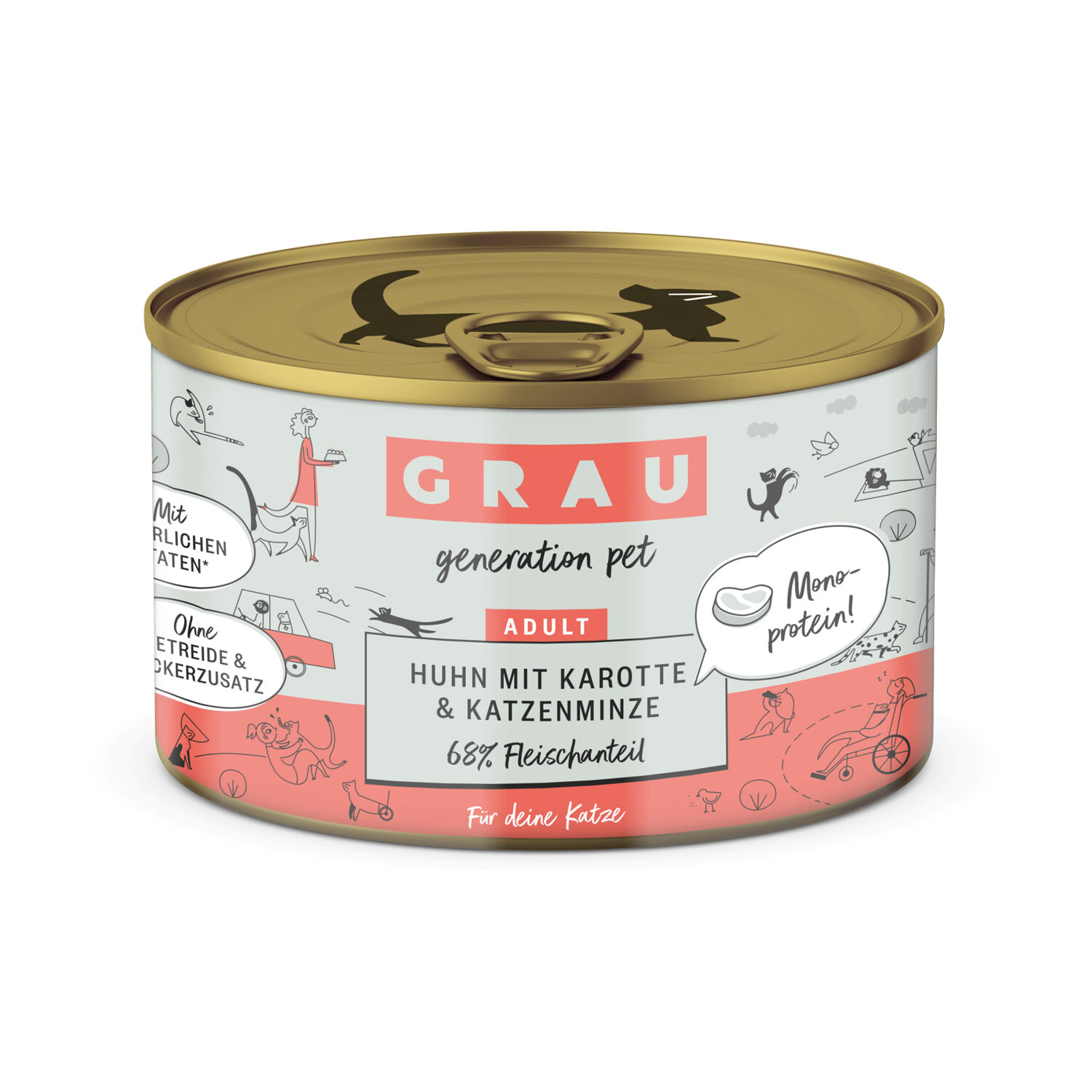 Grau Graanvrij Kattenvoer Kip, Wortel & Catnip