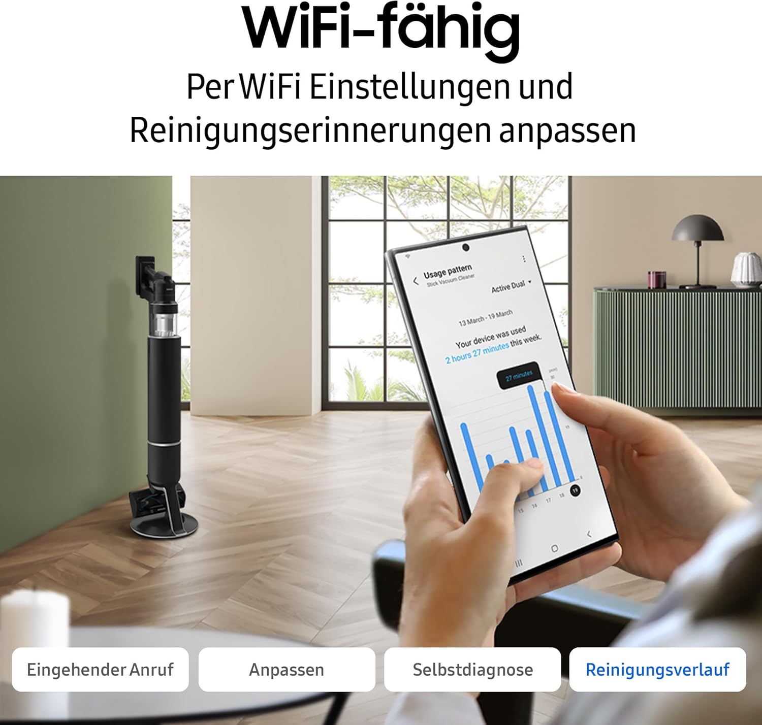 Samsung VS80F28EGS/WD Bespoke AI Jet Akku+ Wet&Clean, Akku-Handstaubsauger mit Wischer, Inkl. Zubehör, 280 W, 2 Akkus, All-In-One-Station, Spray Spinning Sweeper, Jet Dual+ Bürste, Santorini Beige