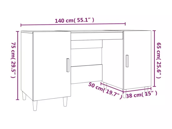 Bureau Blanc 140x50x75 cm Bois d'ingénierie