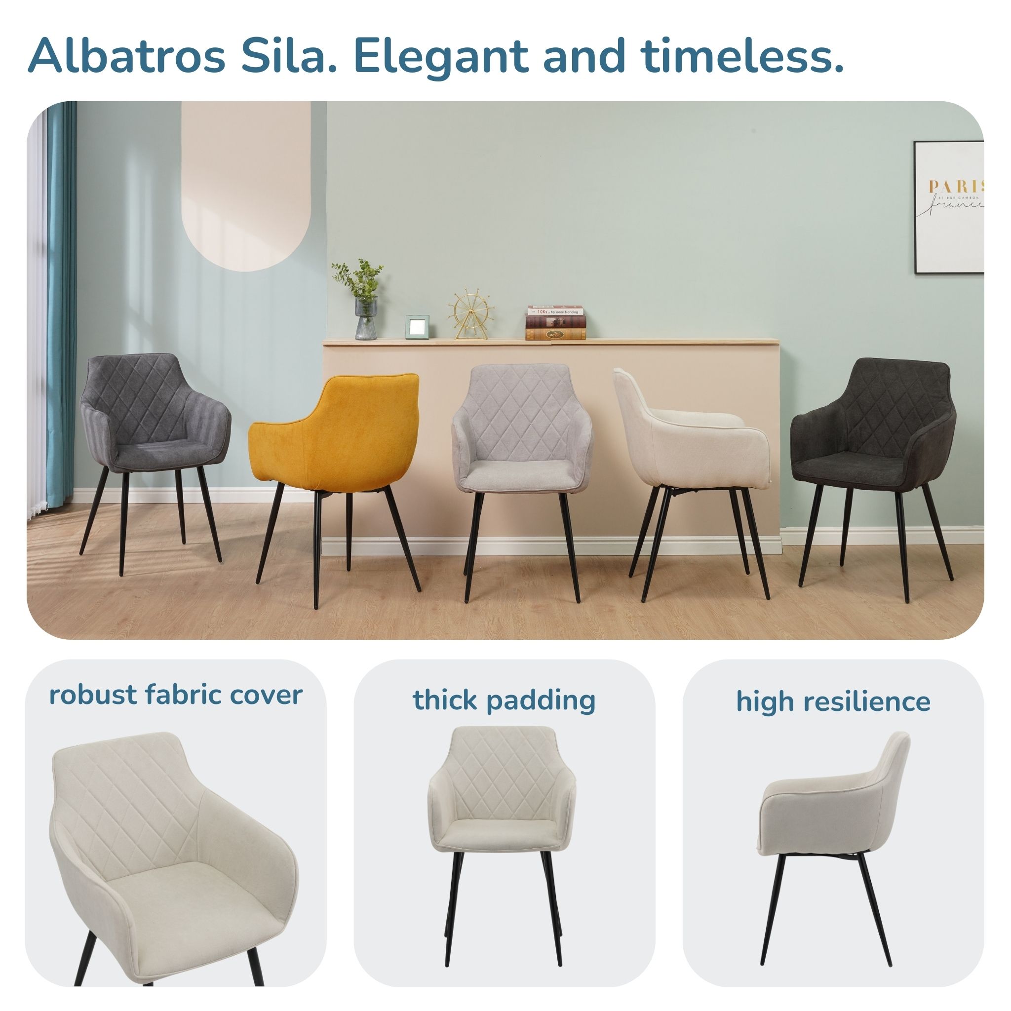Albatros Esszimmerstuhl SILA, 2er Set, Beige