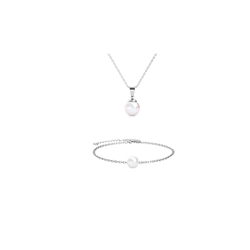 Parure Full Moon Crystal Pearl - Argenté et Cristal