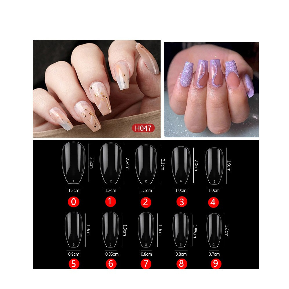 (500er Set) Ballerina Kunstnägel Full Cover Fake Nail Tips für die Maniküre 10 Grössen - Kurz