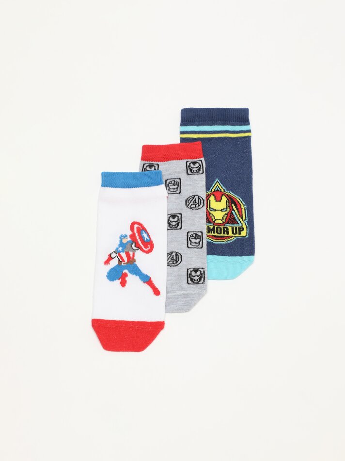 Pacote com 3 pares de meias estampadas do Homem de Ferro - Marvel - Cores Variadas