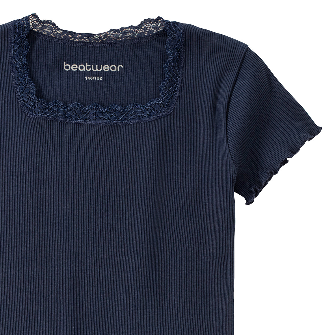 Beatwear Mädchen T-Shirt mit Spitze dunkelblau