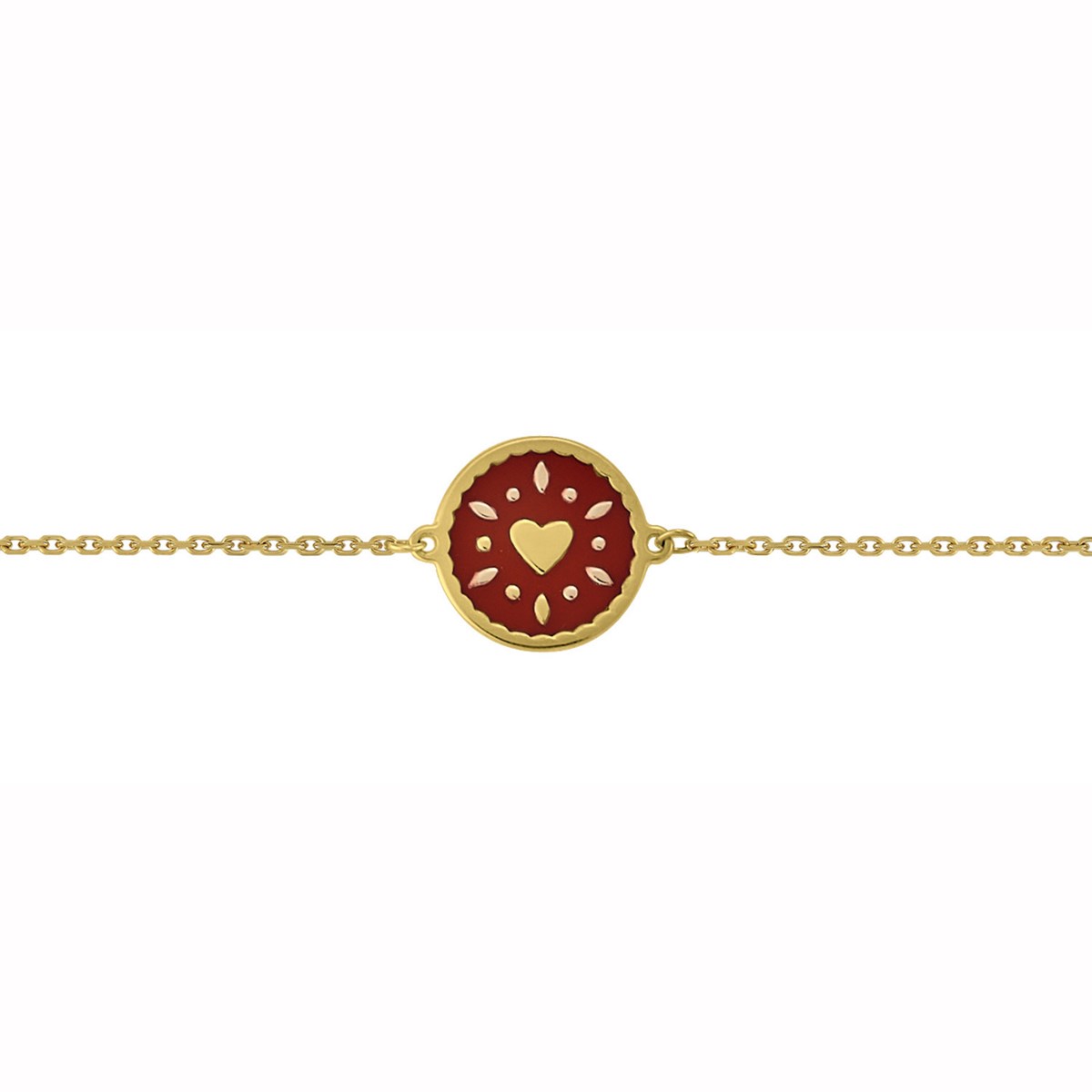 Bracelet Brillaxis rond émail rose coeur