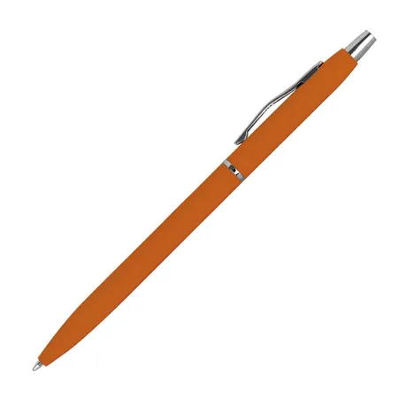 Macma Schlanker Metall-Kugelschreiber, gummiert, Farbe: orange