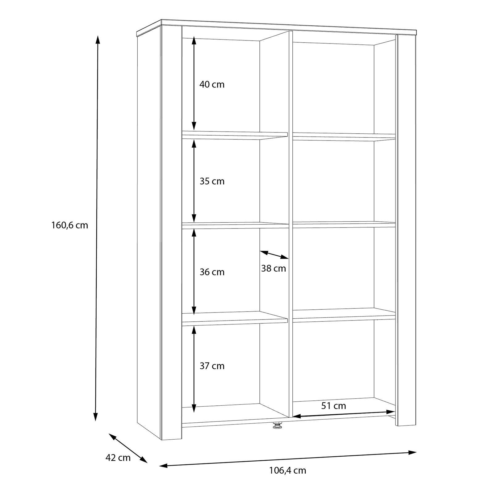 Highboardvitrine - Eiche grau - Riviera Eiche - 106 cm breit