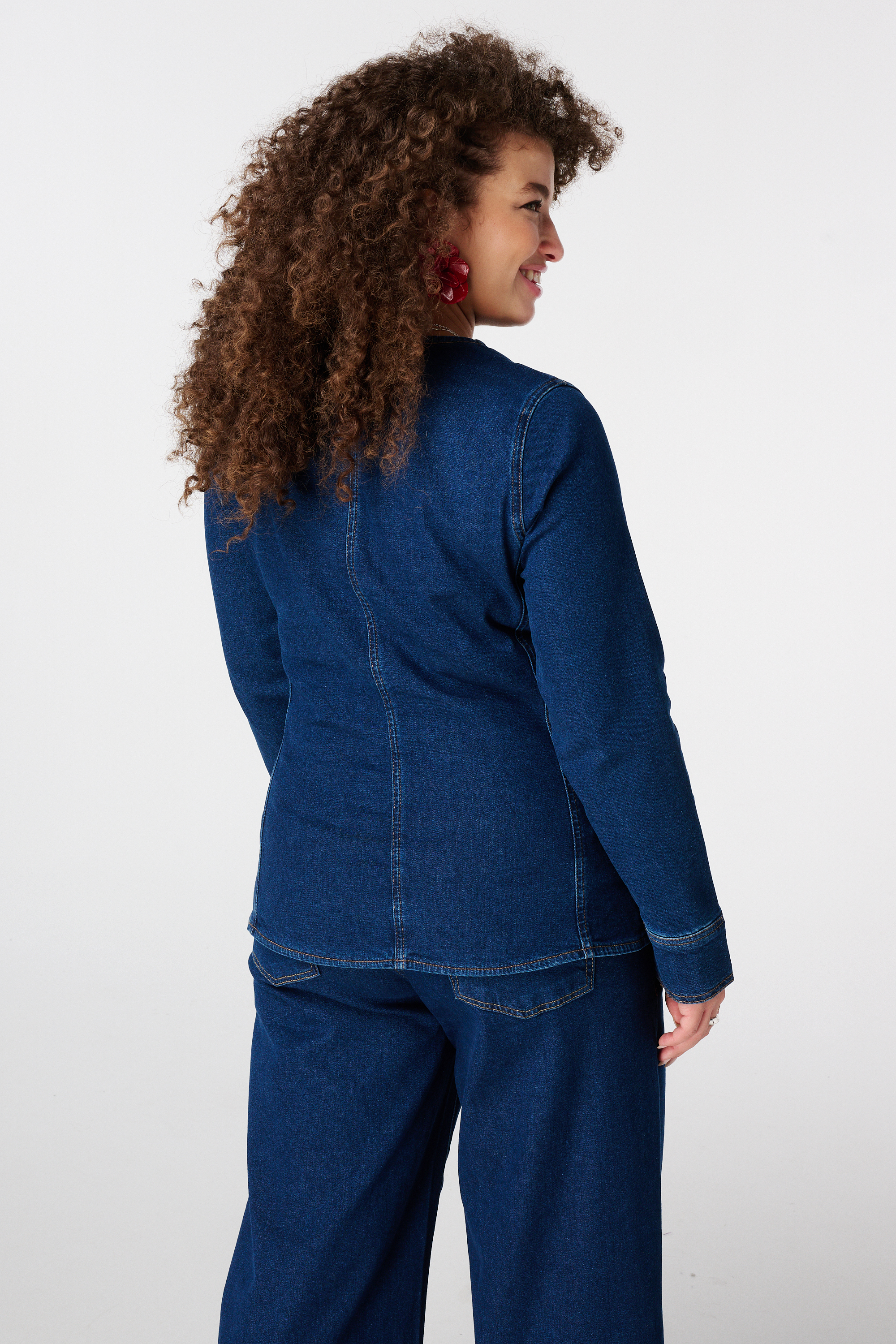 Aansluitend denim jasje Rinse Washed Denim