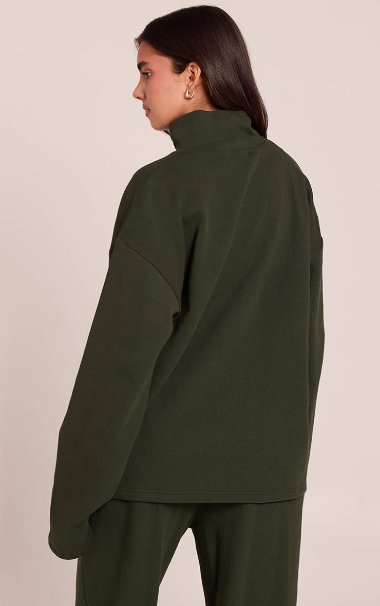 Vert Foncé Sweat-shirt Col Montant À Coutures Entrelacées