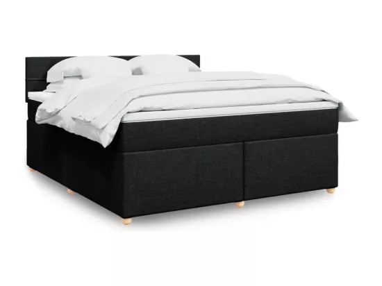 Sommier à lattes de lit avec matelas Noir 180x200 cm Tissu