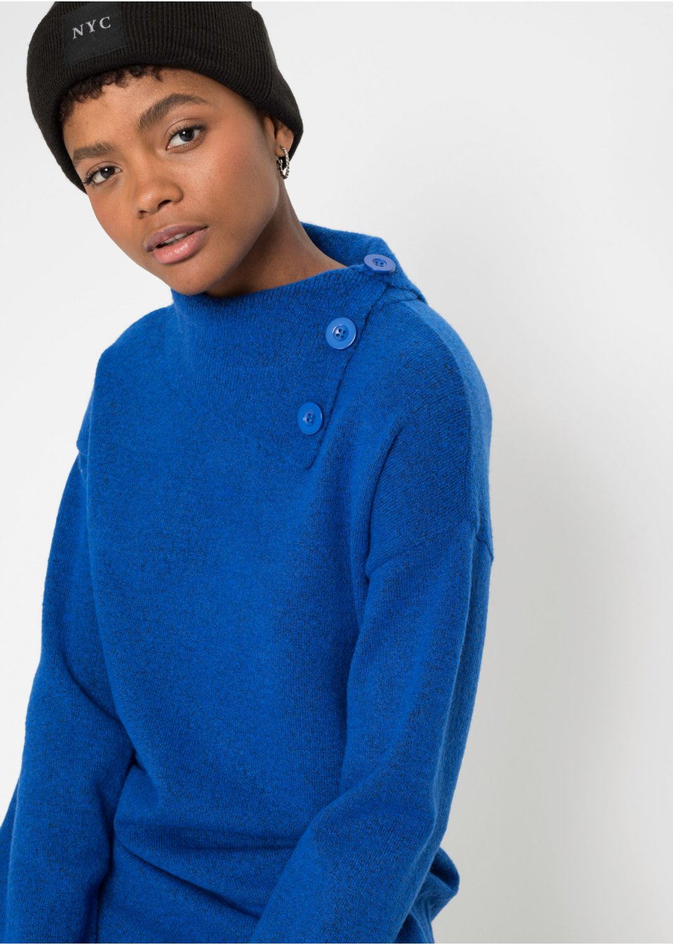 Robe en maille avec col volumineux