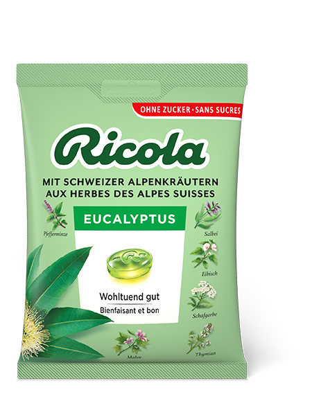Ricola Kräuterbonbons Pastillen Eucalyptus ohne Zucker mit Stevia Btl 125 g
