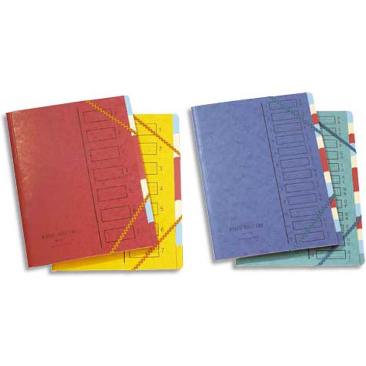 Trieur extendos carte simple 245x315mm 12 compartiments dos agrafé intérieur multicolore onglets coloris assortis