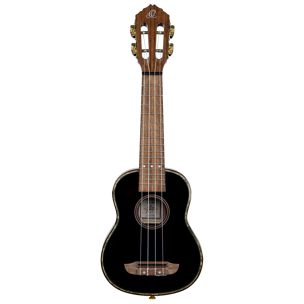 Ortega RUOX-SO Onyx Series Soprano Size Ukulele Black sopraan ukelele met gigbag