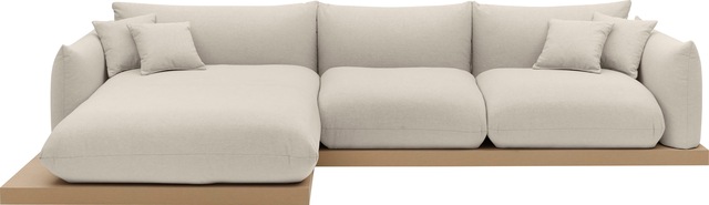GOODproduct Ecksofa »Kalix, Polsterecke mit kräftigem Holz-Plateau, moderne Couch in L-Form« wahlweise Recamiere links o. rechts, Strukturstoff, hoher Sitzkomfort