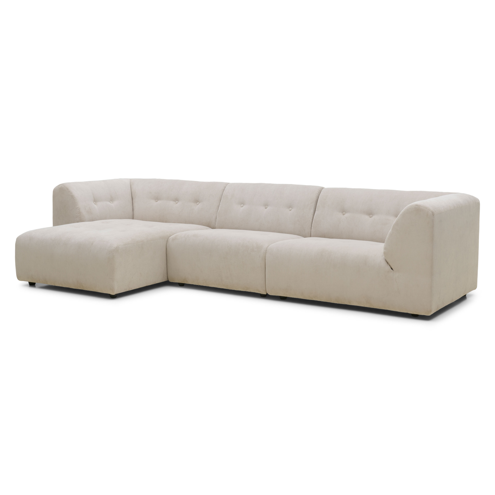 Hoekbank Vint links corduroy rib cream
