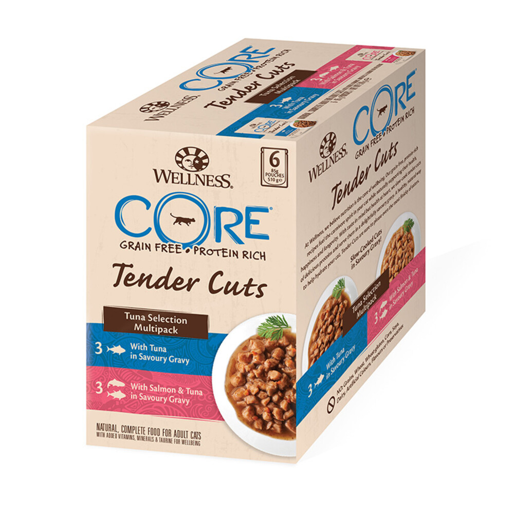 Wellness Core Kattenvoer Tender Cuts Selection 6-pack Tonijn6 x 85 gr