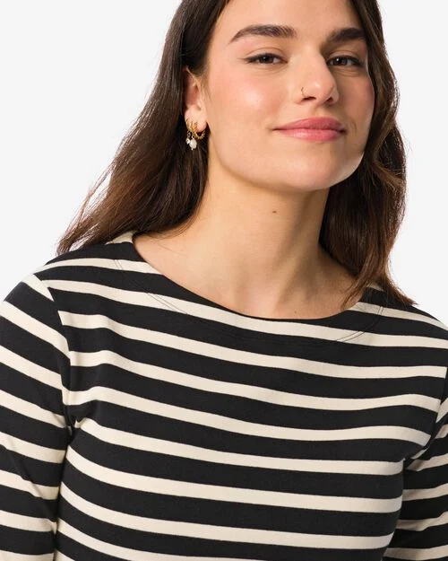 t-shirt femme rayure col bateau noir/blanc
