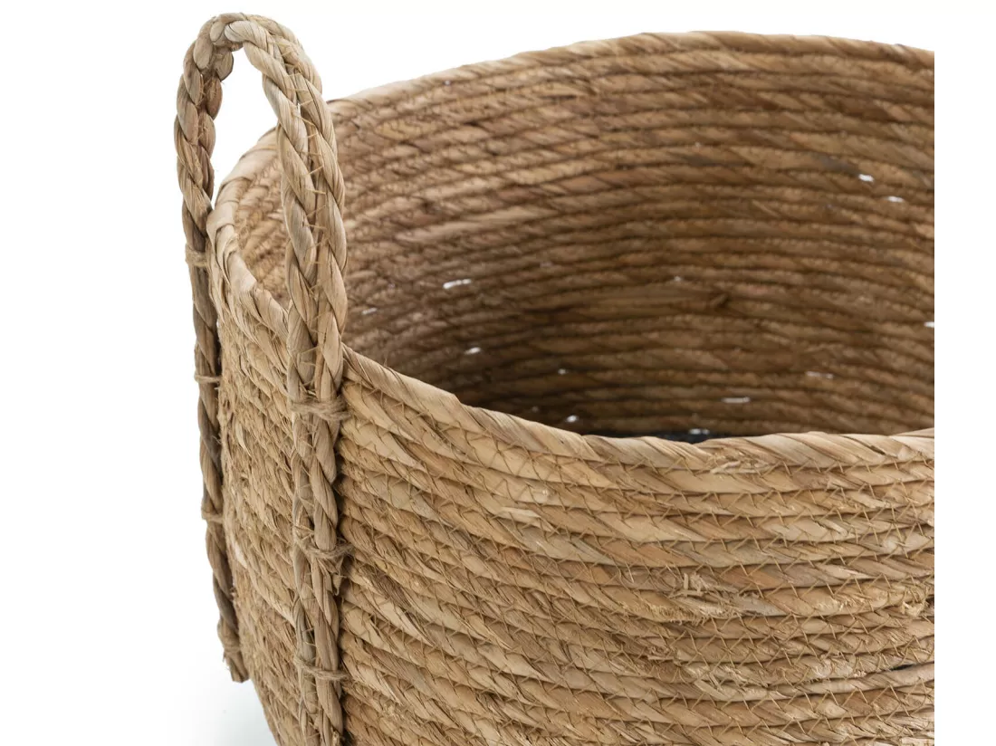 Set de 3 paniers Iria fibre naturelle, bleu/naturel