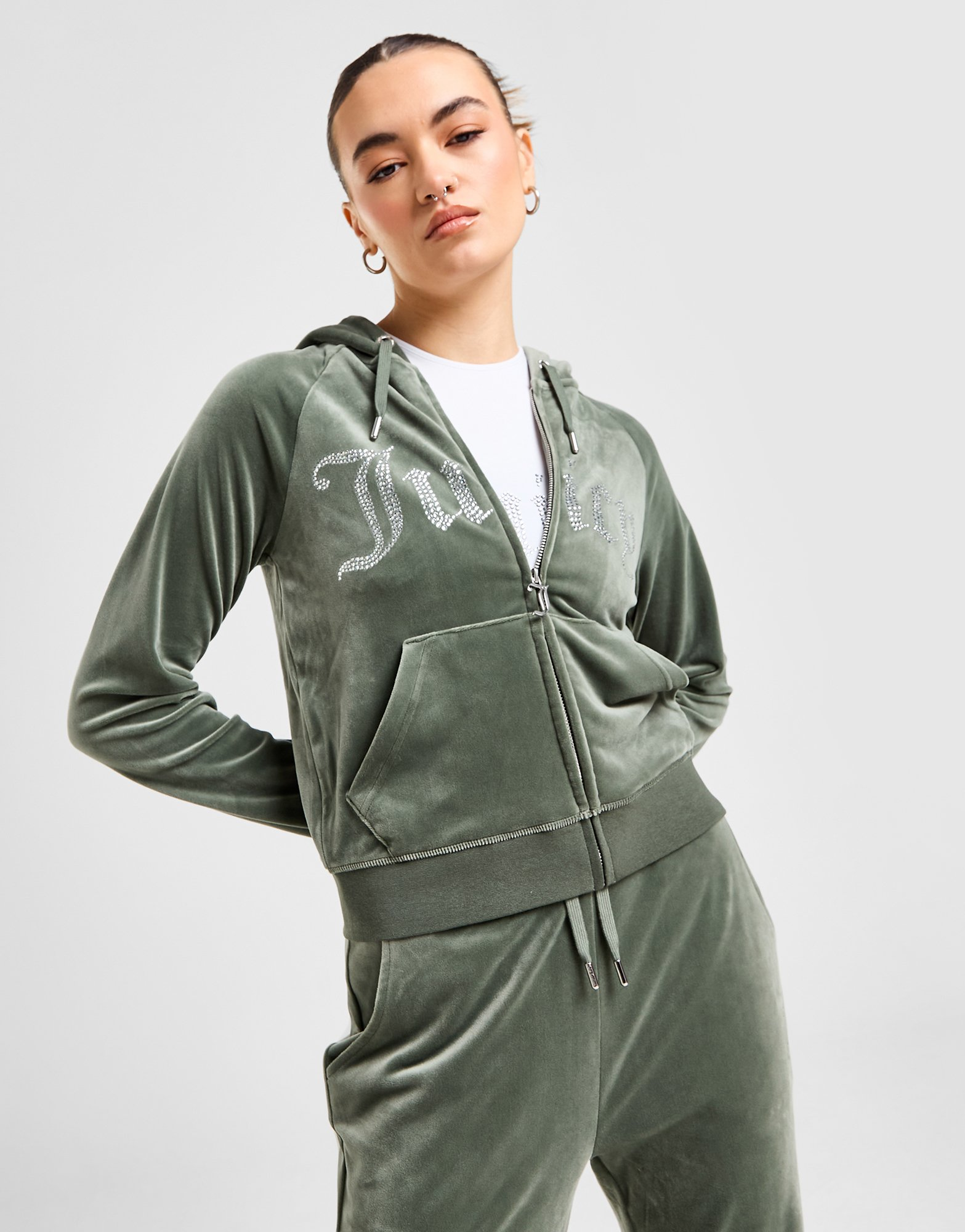 JUICY COUTURE Sweat à capuche Diamante Zippé en Velours Femme