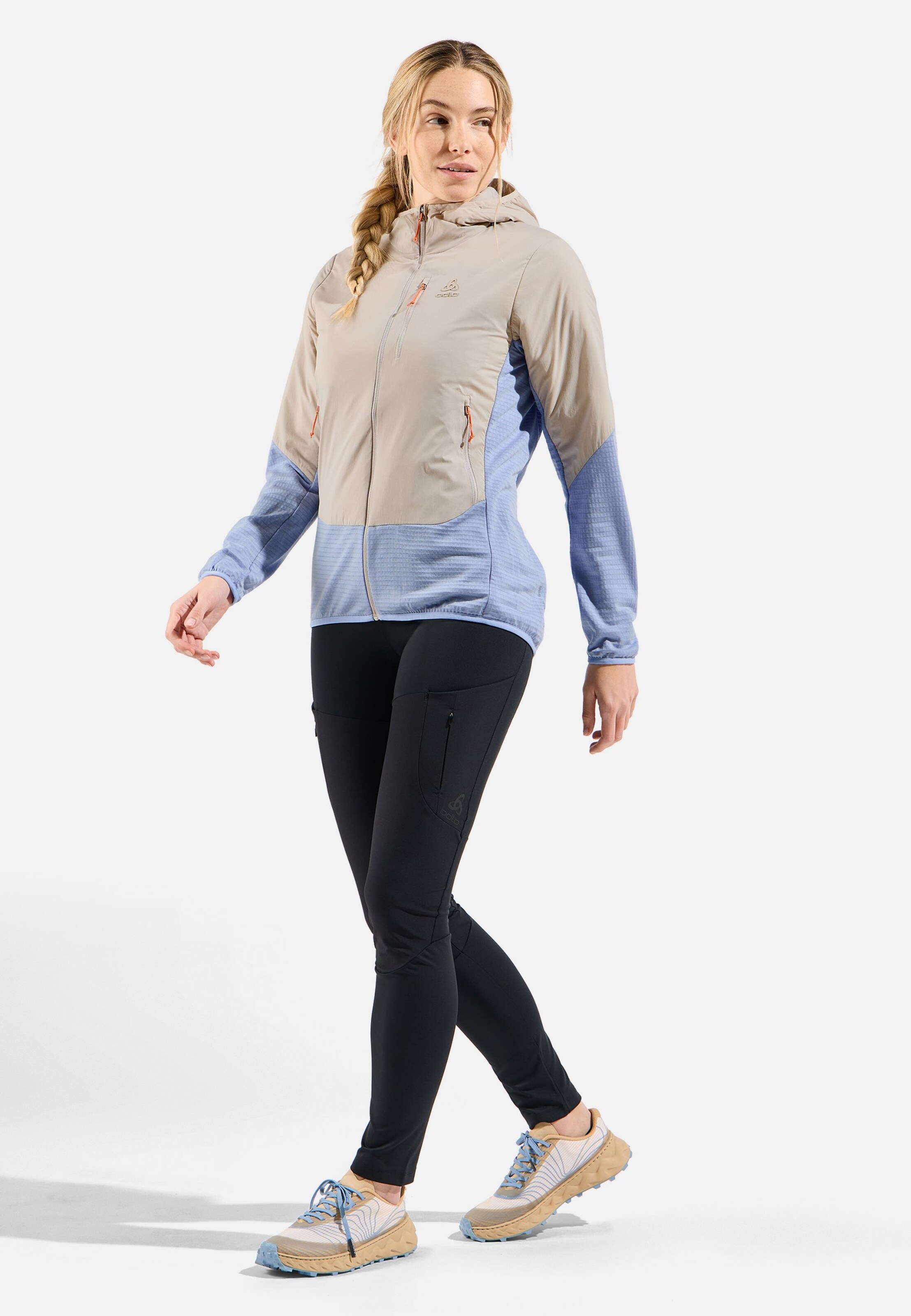 Isolierte Ascent Hybridjacke mit Wolle in silver cloud - Blue heron