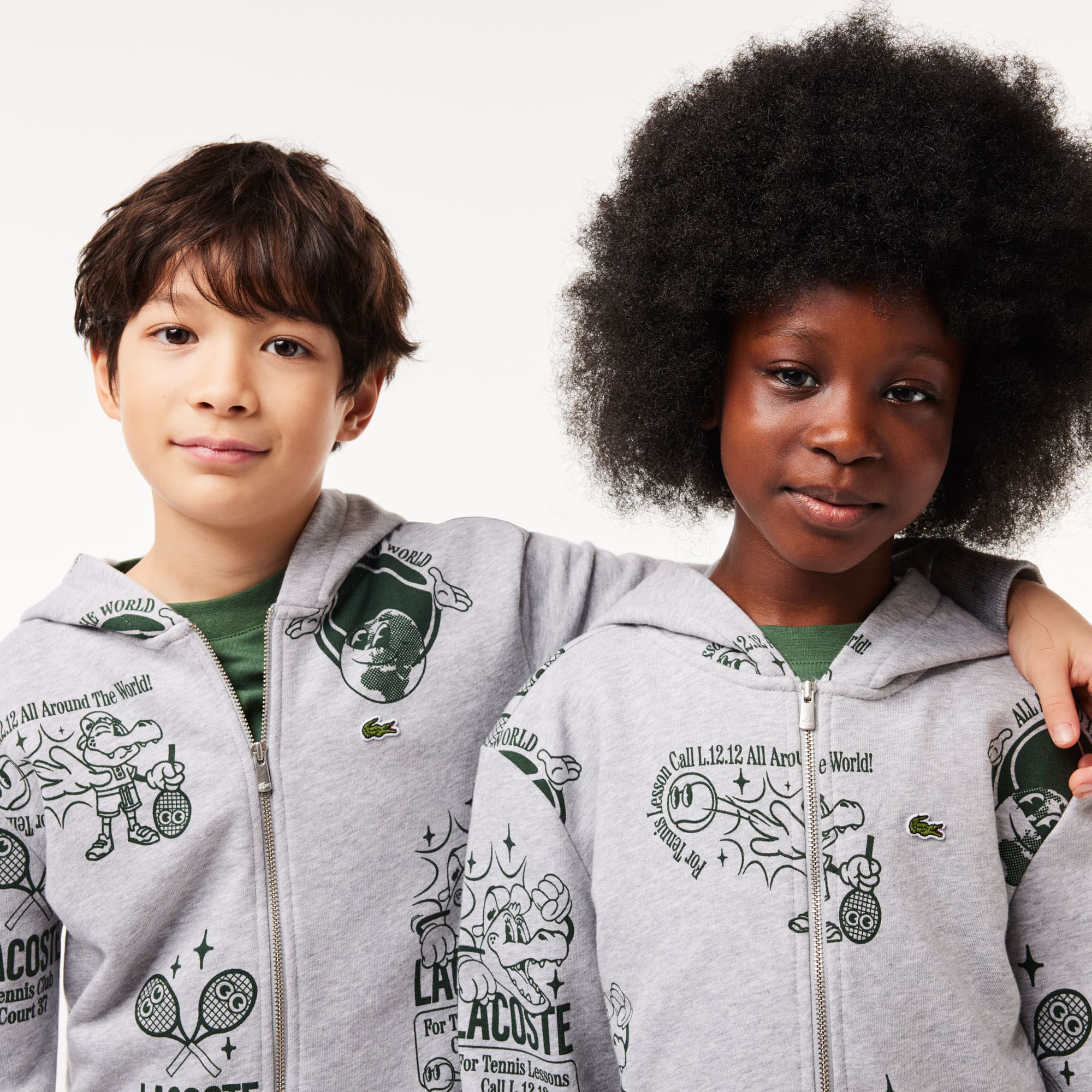 Sweatshirt à capuche Jogger imprimé graphique Pullovers & Sweatshirts - Gris - Lacoste - Enfant