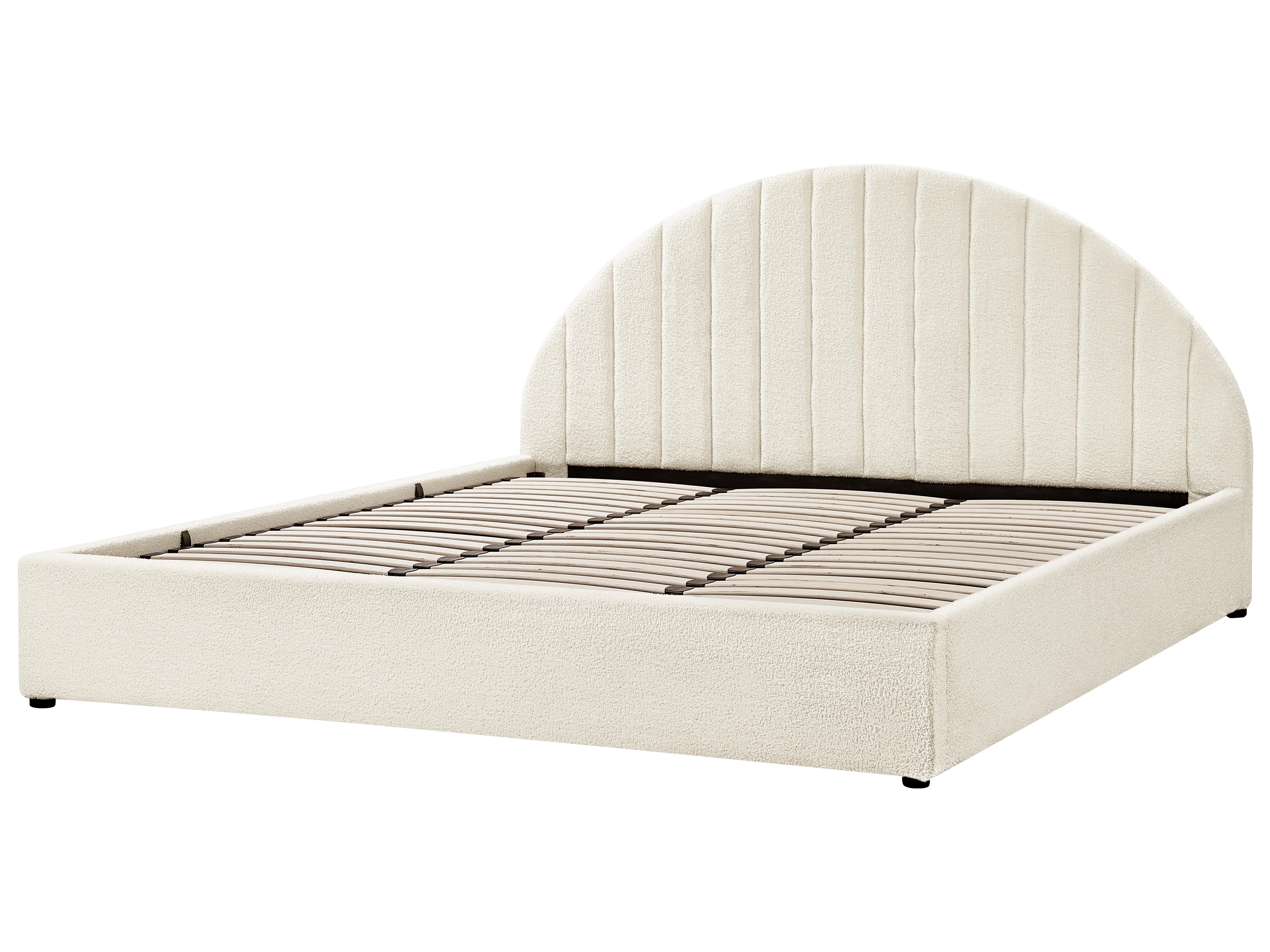 Bed met opbergruimte Bouclé CHADENET 180 x 200 cm Gebroken wit