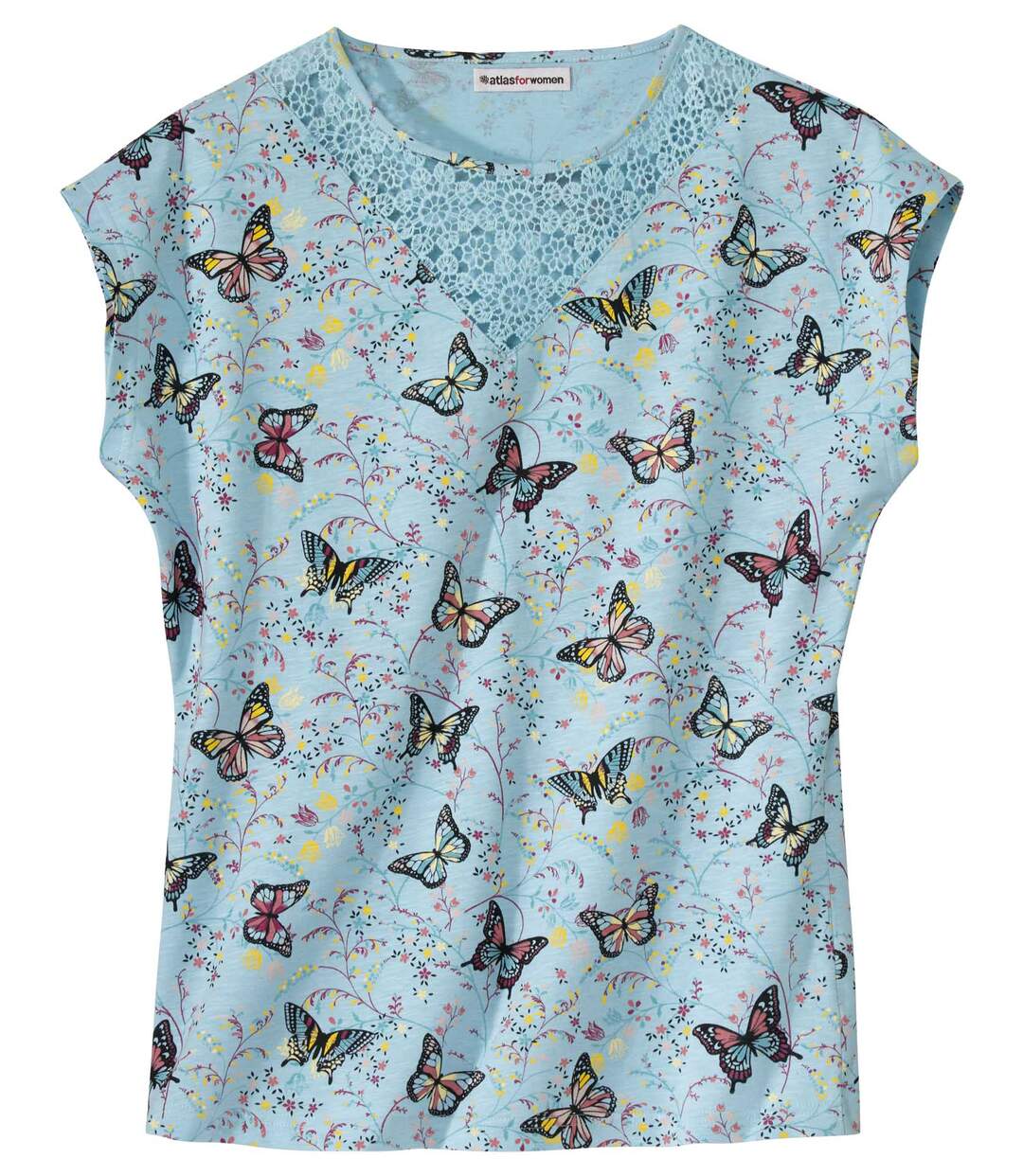 Tee-Shirt Imprimé Encolure Macramé