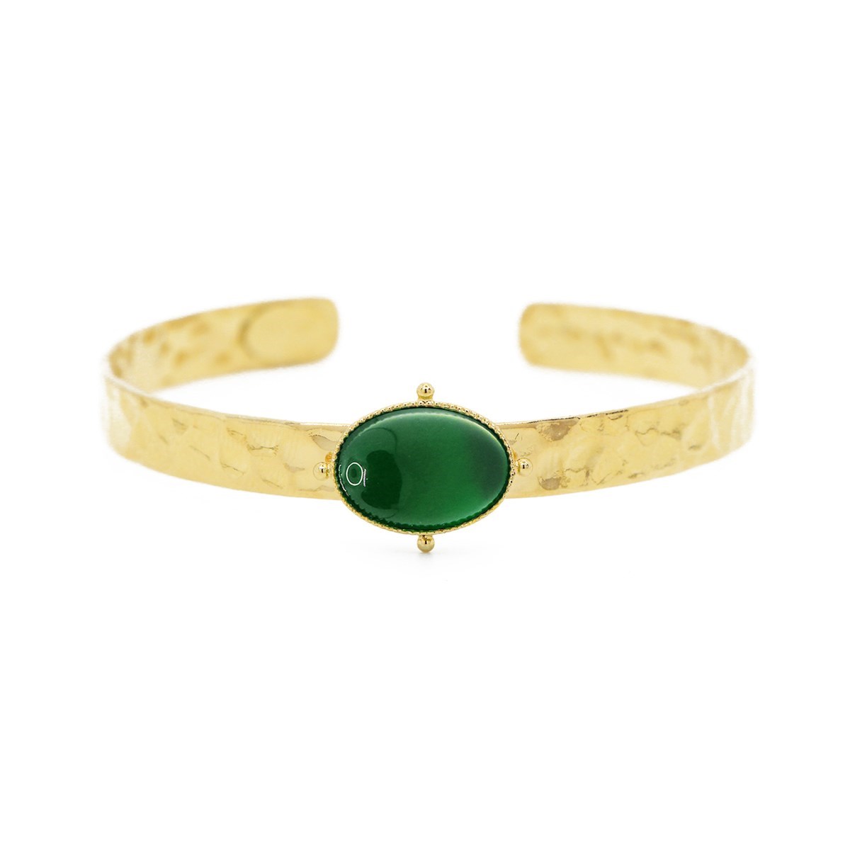 Manchette pierre agate verte dorée à l'or fin 24k NEW CALYPSO