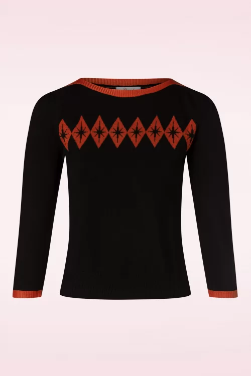 Banned Retro Atomic Star trui in zwart en rood