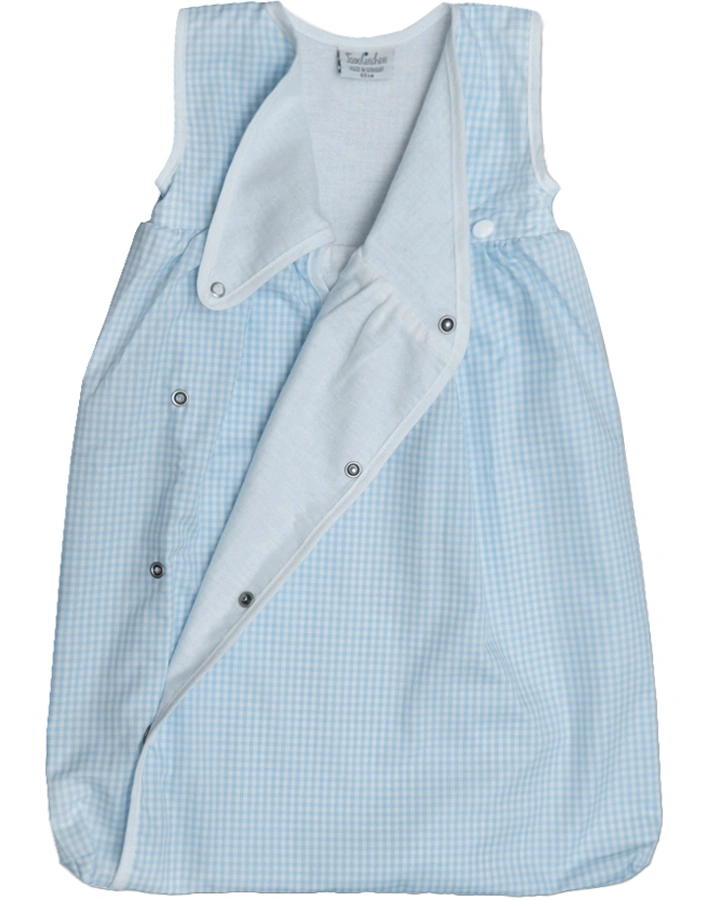 Flanellschlafsack kariert mit Knöpfen hellblau