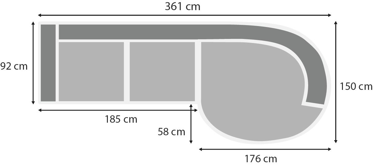 Loungebank stof Tiffany 05 Dordoni B361 x D150 x H92 cm
