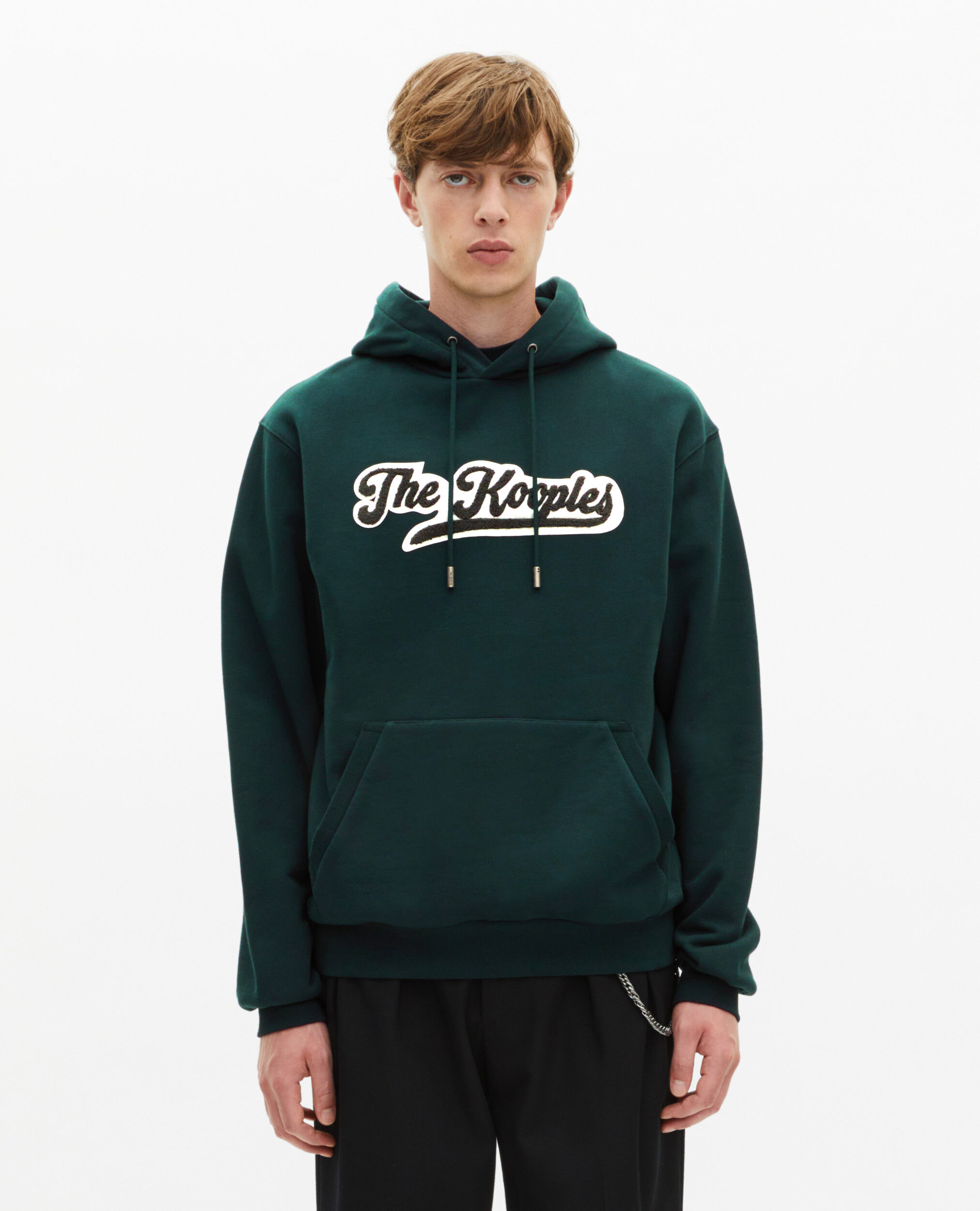 Sweatshirt à capuche avec patch vert foncé