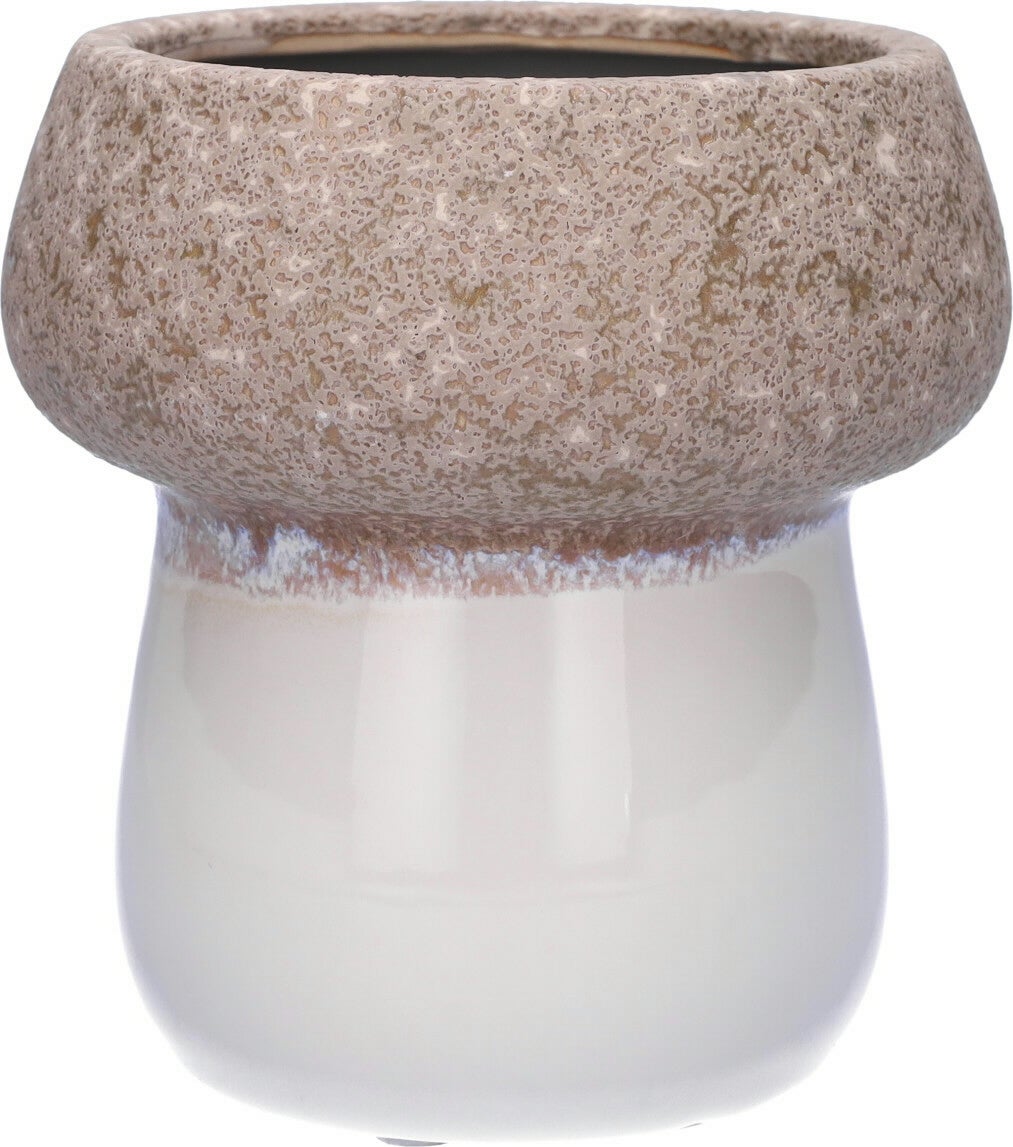 Duif bloempot Pilz grijs / wit D 12,2 H 12,8 cm