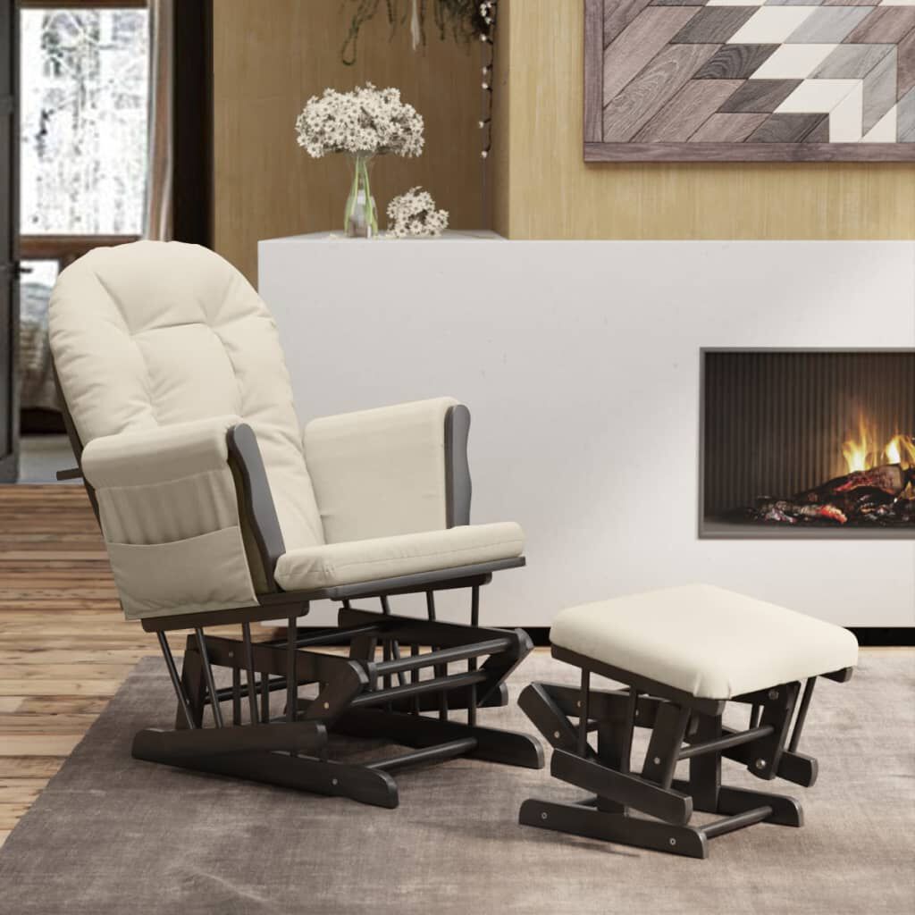 vidaXL Zwevende fauteuil met voetenbank, crème, bekleed met stof