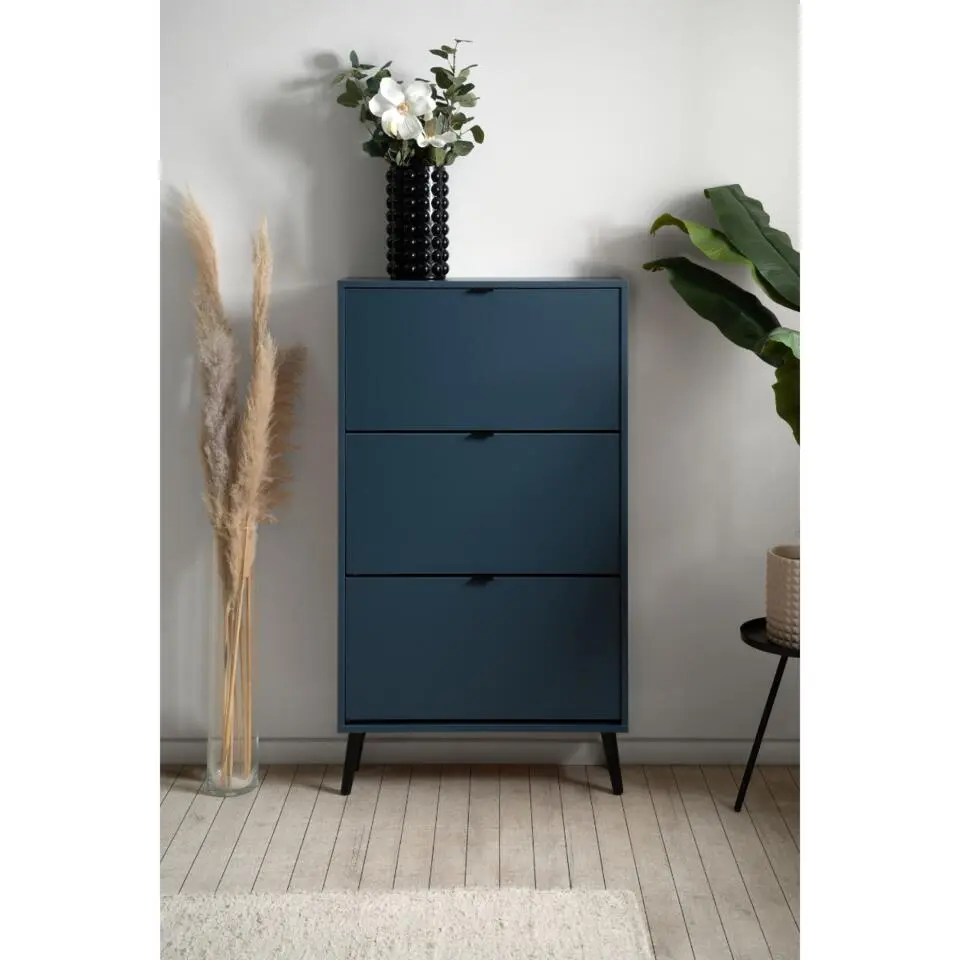 CALICOSY - Schoenenkast VIGO - Alby blauw / zwart - 125x70x24 cm