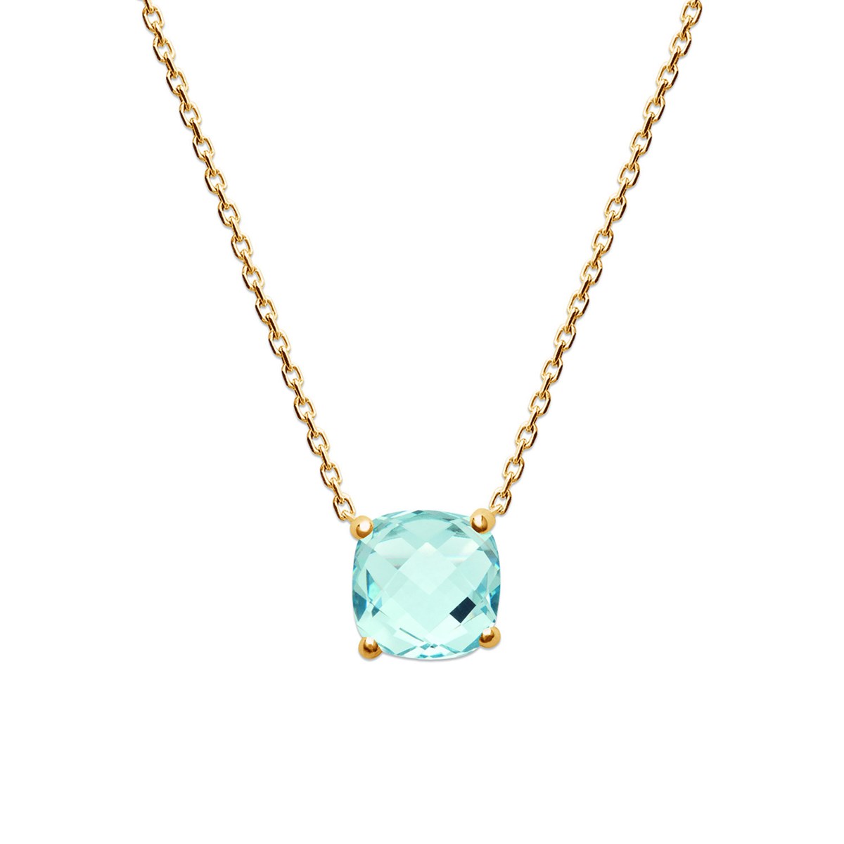Collier Brillaxis plaqué or pierre bleue