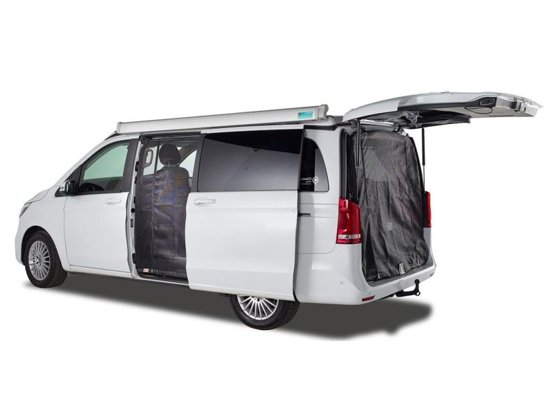 Van Quito Schiebetürenmoskitonetz, fine-mesh, links Mercede Schiebetürenmoskitonetz Reissverschluss für Mercedes Benz V-Klasse (ab 2014) / Vito (ab 2014)
