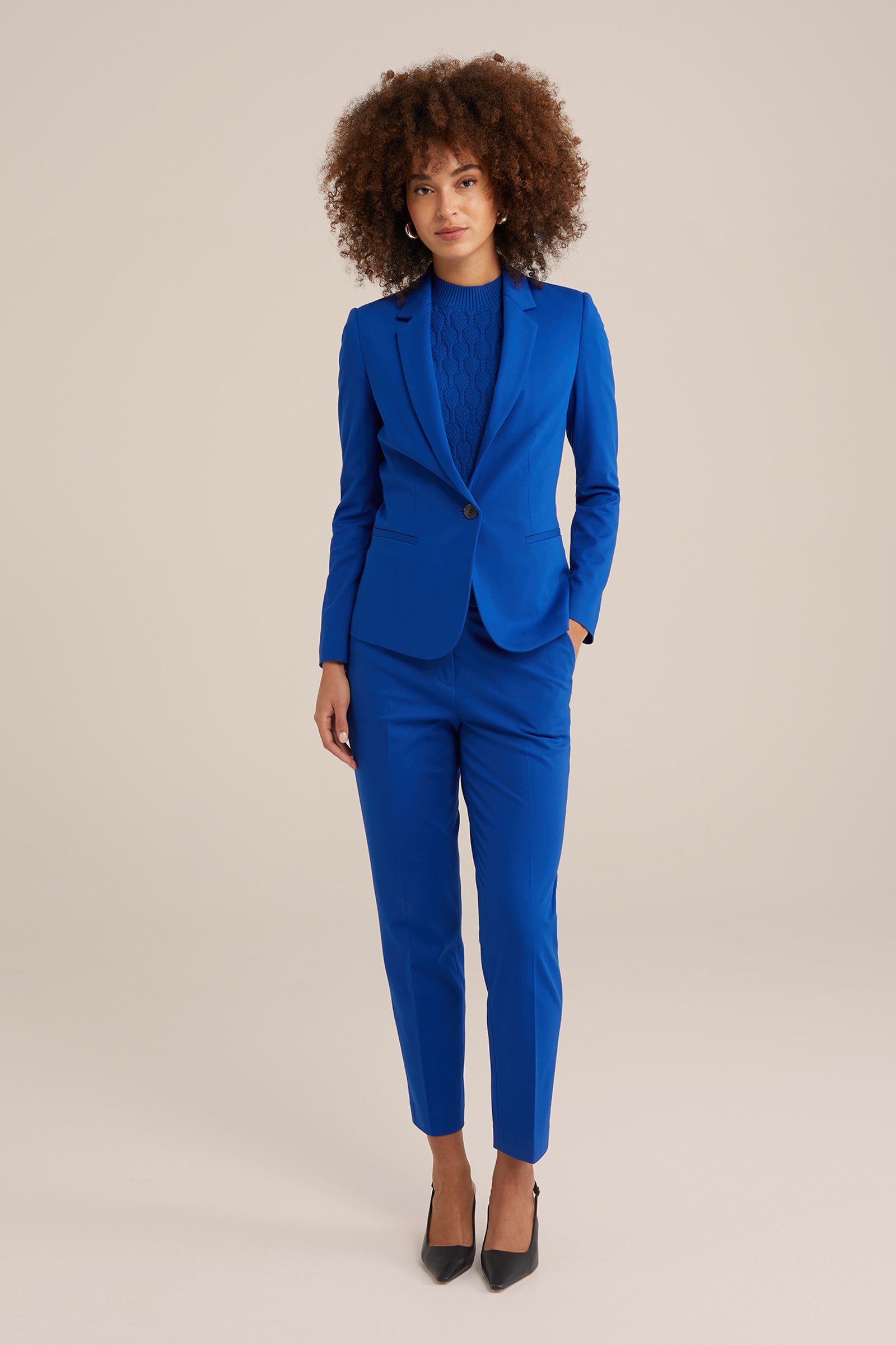 getailleerde jersey-stretch blazer WE Fashion Felblauw