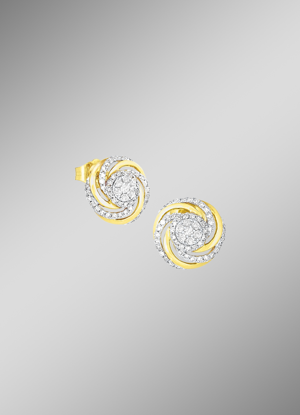 Interessante Ohrstecker mit 14 Brillanten und 90 Diamanten