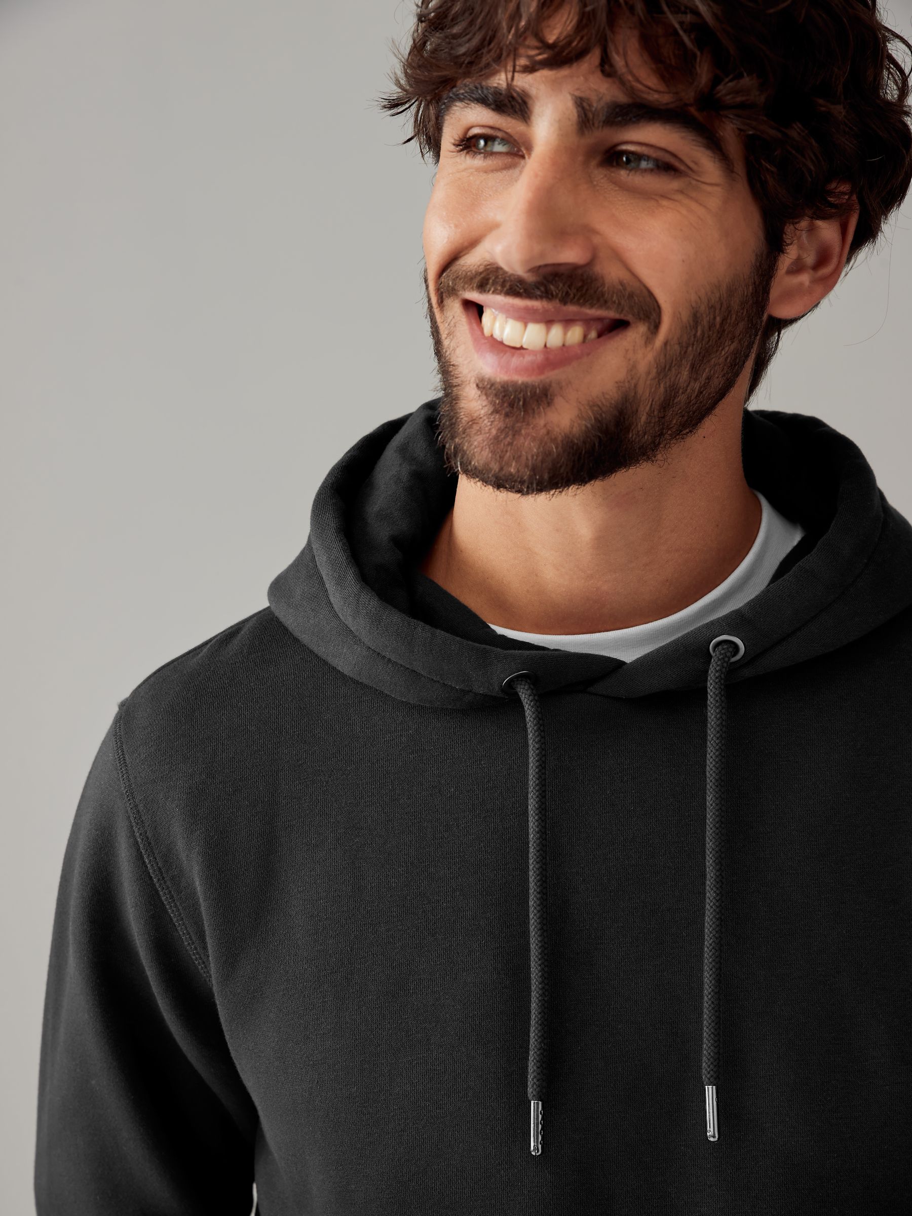 Zwart - Dip Dye Katoenrijke Jersey Hoodie